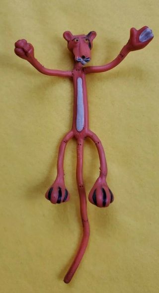 Vintage Pink Panther Bendable Bendy Wire Action Figure Rubber Toy - Amscani - 7 "