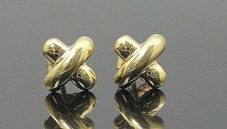 Authentic Tiffany & Co Angela Cummings 18k Yellow Gold Crossover Post Earrings