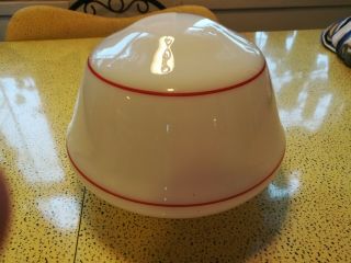 Minty Mcm Vintage Red And White Milk Glass Ceiling Globe Or Shade