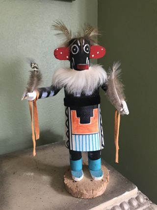 Black Ogre Kachina Doll Signed By Cj