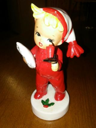 Vintage napco christmas figurines 1957 little boy waiting for santa 2