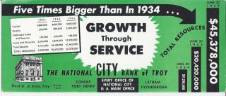The National City Bank Of Troy,  N.  Y.  June 30,  1954,  Growth Through Service