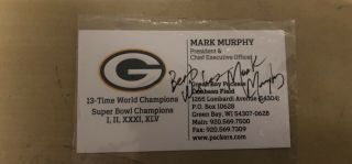 Mark Murphy Green Bay Packers President Signed Business Card Authentic Autograph