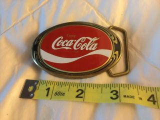 Coca - Cola Oval Brass/enameled Belt Buckle - Older Buckle -