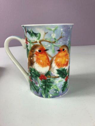 Kent Pottery Porcelain Mug.  Robins With Holly Christmas Winter