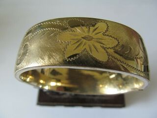 Vintage Carl Art Gold Filled W/embossed Etching Texture Designed Bangle Bracelet