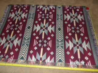 Throw Rug Geometric Southwest Mexican Aztec Navajo Tapestry Wall Hanging 44 " X63 "