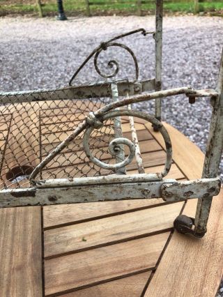 Antique Victorian white wrought iron dolls bed/tradesman ' s sample 2