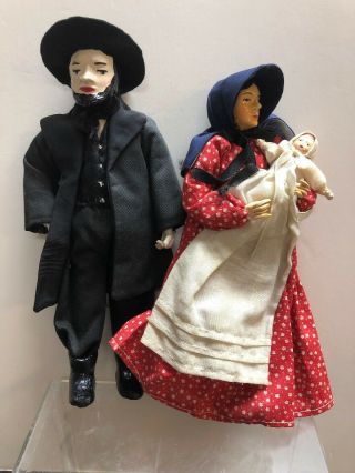 9” Vintage Antique 1940’s - 50’s Mormon Pioneer Dolls 1946 Johanna Chavre