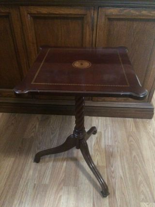 Bombay Company Small Pedestal Accent Table Or Lamp Table With Inlaid Top Vintage