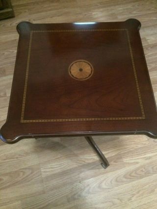 Bombay Company Small Pedestal Accent Table Or Lamp Table With Inlaid Top vintage 2