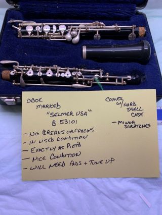 Vintage Selmer Oboe,  Case Usa B 53101 Woodwind Instrument