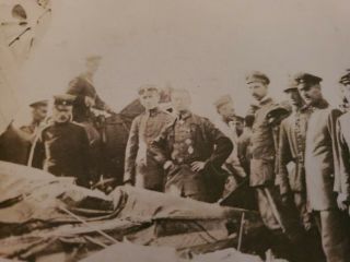 German WW1 Photo Postcard Ace Pilot Next To Shot Down Airplane With Dead pilot 2