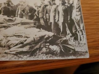 German WW1 Photo Postcard Ace Pilot Next To Shot Down Airplane With Dead pilot 3