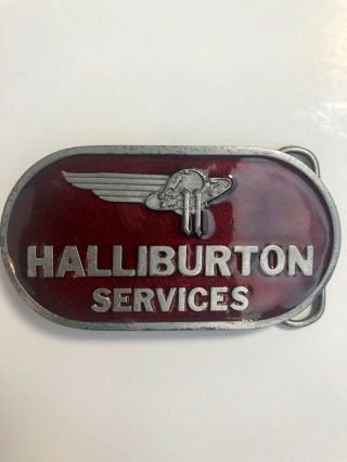 Vintage Halliburton Services Heavy Enameled Belt Buckle