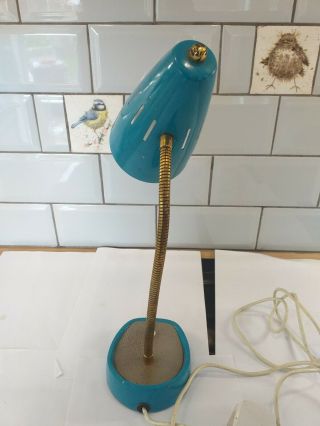 Vintage Pifco 971 Table / Wall Gooseneck Lamp in Stunning Duck Egg Blue 2