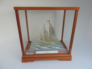 Finest H - Crafted Two Mast Sterling Silver 985 Japanese Boat Yacht Ship Japan