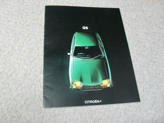 1973 Citroen Gs Sales Brochure In English.