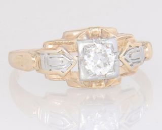 Antique Estate.  20ct Diamond 14k Two Tone Gold Art Deco Engagement Ring