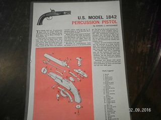 U.  S.  Model 1842 Percussion Pistol Illustration Sheet (laminated)
