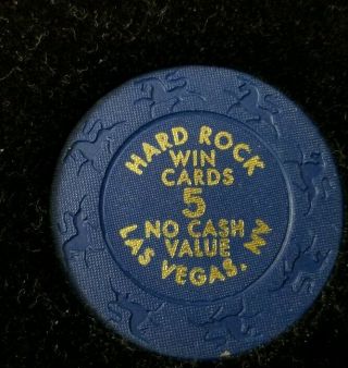 $5 Casino Hard Rock Chip Las Vegas,  Nevada Nv Hotel Win Cards Ncv No Cash Value
