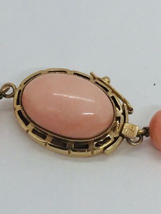Vintage Pink Red Coral 14k Yellow Gold Clasp Graduates Beaded Necklace 171.  6g 3