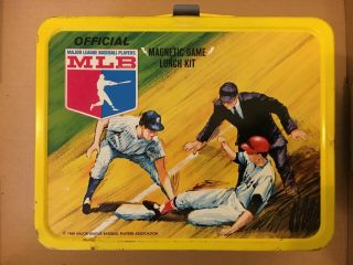 Vintage Mlb Major League Baseball Metal Lunch Box 1968 Shape