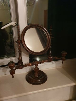 Quality 1830 - 1850 Walnut Shaving Or Dressing Table Mirror With Candle Sconces.