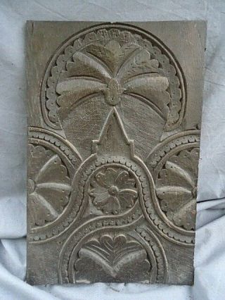 Large 17th Century Carved Oak Panel With Carved Large Flower Head