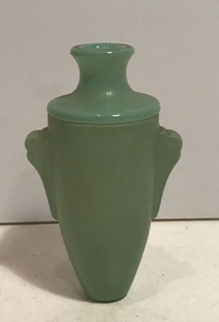 Antique Frosted Green Glass Lamp Ceiling Fixture Column Art Deco