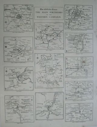 1914 Wwi Times War Atlas Map Main Fortresses Of The Western Campaign