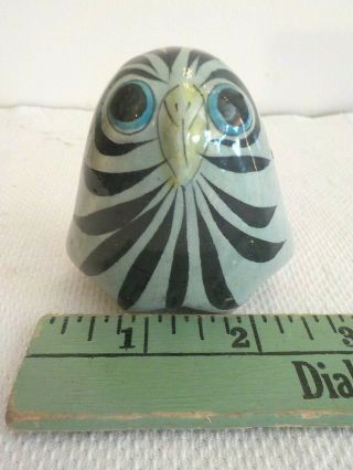 Tonala Owl Bird Hand Painted Clay Pottery Folk Art Mexico Artist Signed Vintage