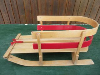 Vintage Wooden Baby Sled With Wooden Pull Handle Ready To Use