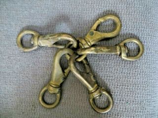 5 Vintage Brass Bronze Marine Nautical Boat Swivel Snap Clips Lobster Clasps