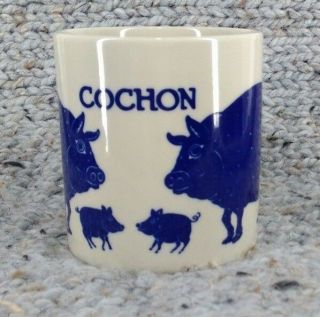 Vintage 1979 Taylor & Ng Cochon Pig Coffee Mug Blue Cup Japan
