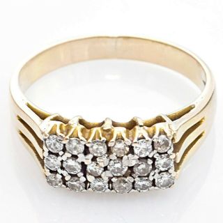 Vintage 14k Yellow Gold Diamond Three - Row Band Ring Size 6.  5 F/g/h