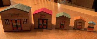 Vintage Wood Nesting House Box Set Of 5 Houses Made In Japan Shackman Great Toy