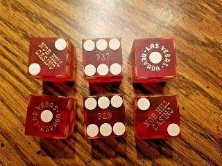 Vintage Nob Hill Casino Las Vegas Frosted Red/white Set Of Dice (gold Lettering)