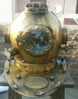 Antique Diving Divers Helmet Us Navy Mark V Deep Sea Marine Scuba Divers Helmet