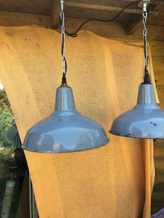 Industrial Vintage Benjamin Enamel Kitchen Lamp Pendant Light Shade Grey Led