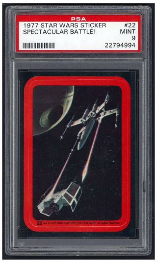 1977 Topps Star Wars Sticker 22 Spectacular Battle Psa 9