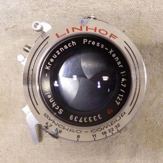 vintage LINHOF Schneider 127mm f/4.  7 PRESS XENAR Coated camera LENS 2