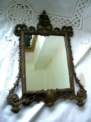 Vintage French Brass Table Mirror