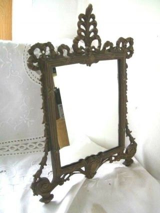 VINTAGE FRENCH BRASS TABLE MIRROR 2