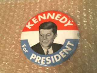 John F.  Kennedy Vintage Red,  White,  Blue 3 1/2 " Campaign Pinback - 1960