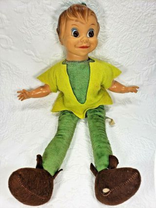 Vintage 1950s Peter Pan Doll Walt Disney Productions By Ideal Toy Corp 19 "