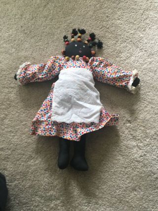 Vintage Black Americana African America Handmade Cloth Rag Doll 15” OOAK 2