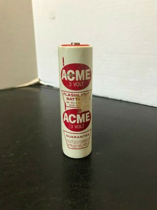 Vintage Acme 3v Flashlight Battery 1950s No 21l Single Tall Replaces 2 D