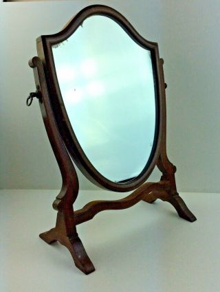 Edwardian Oak Wooden Dressing Table Mirror With Wonderful Detail And Shape.