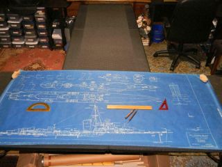 Authentic 1948 Navy Dept Plan For Model Builder Benham Class Destroyer Uss Ellet
